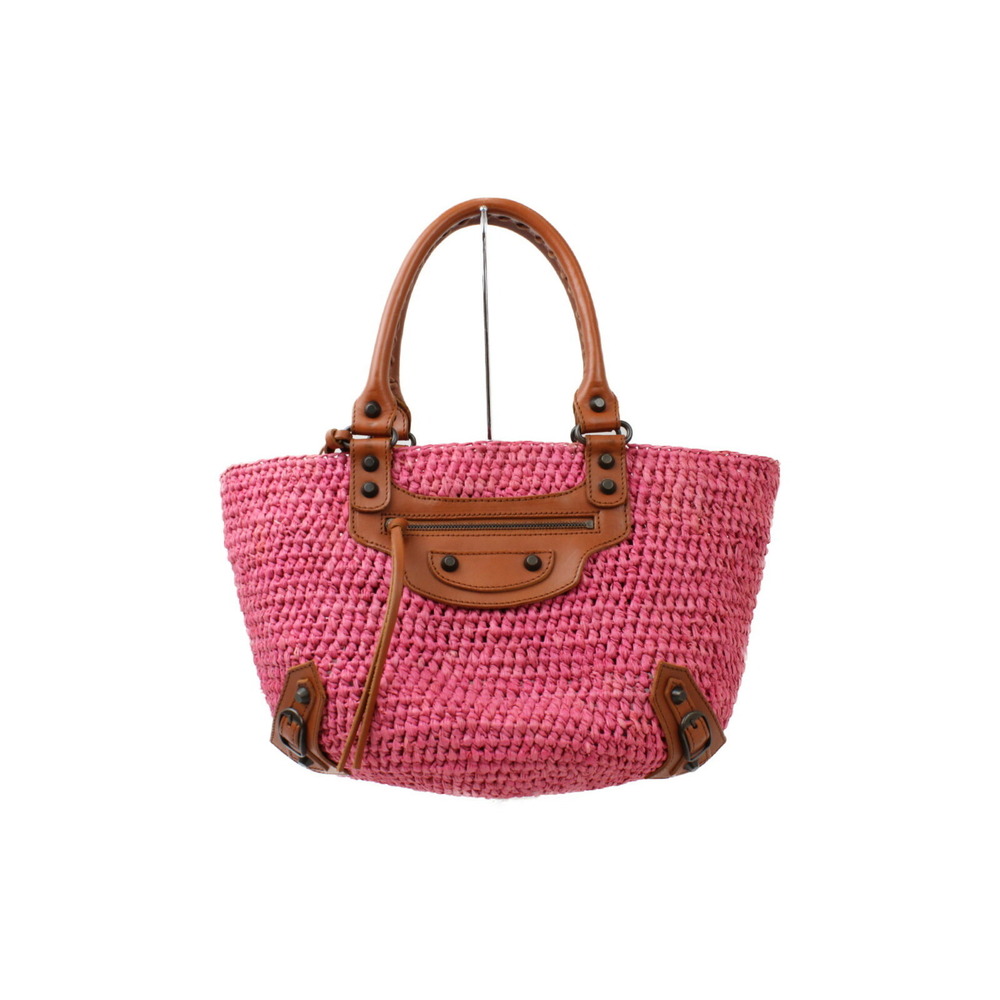 Balenciaga Bag Straw Basket Pink Raffia Summer - Picture 2 of 7
